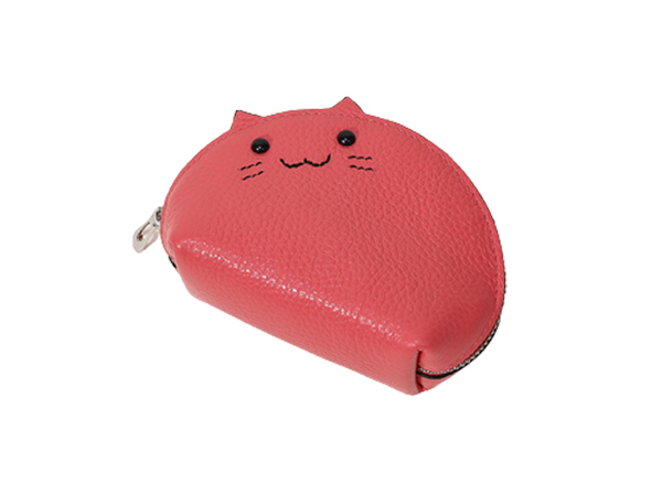 cute cat slim cowhide coin wallet