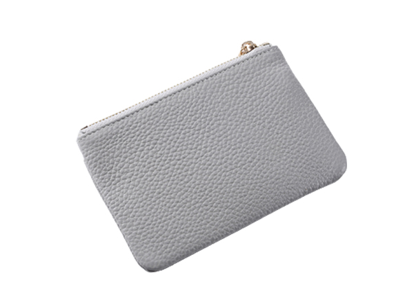 Double Zipper Mini Cowhide Coin Case