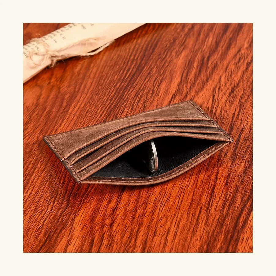 Leather card holder pocket detail
