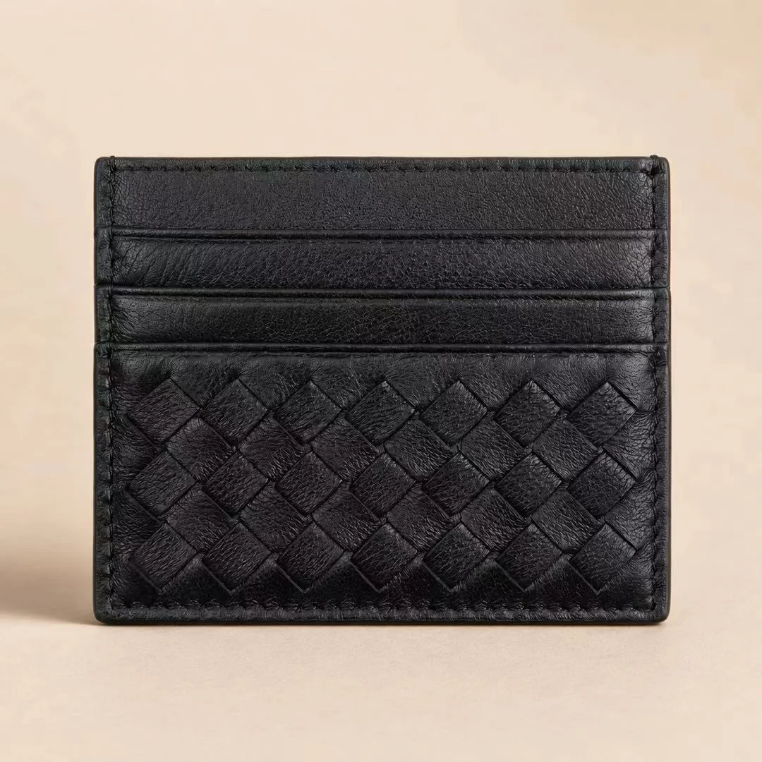 Woven leather card holder set