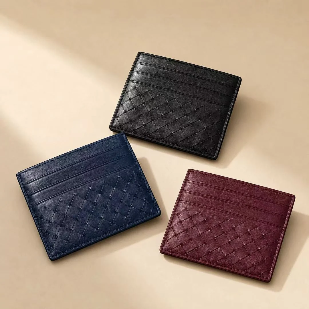 Woven leather card holder color set for OEM development