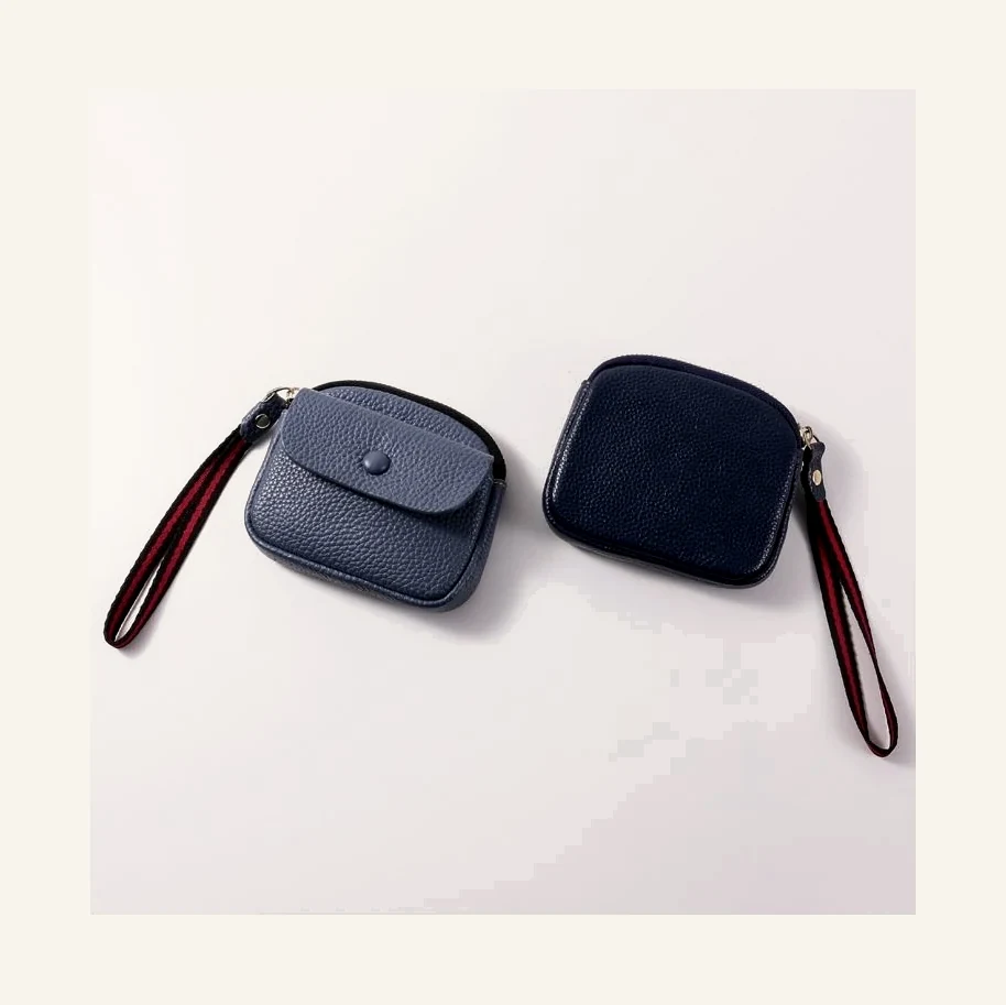Mini leather pouch pair with wrist straps