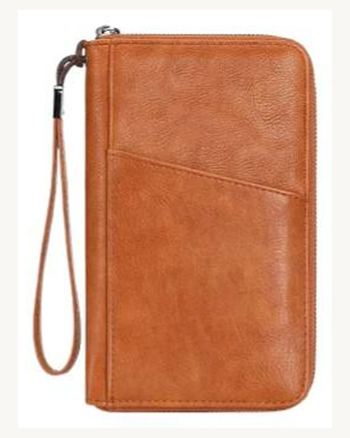 Tan passport wristlet wallet